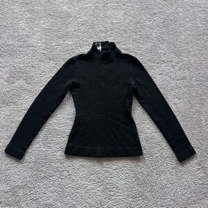 Gemma Kahng Wool Turtleneck 1/4 Back Zip Sweater Womens 8 Gray Made USA